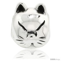 Sterling silver cat face bead charm for most charm bracelets thumb200
