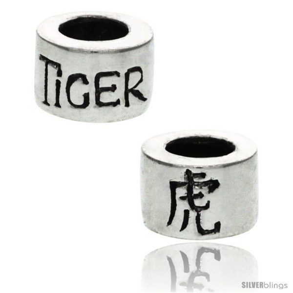 Primary image for Sterling Silver Chinese Zodiac Year of The Tiger Bead Charm for most Charm 