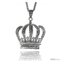 Sterling Silver Crown Pendant, 2in  (50 mm) tall -Style  - £135.75 GBP