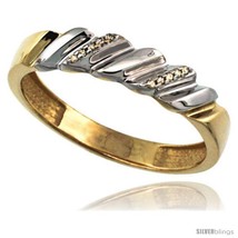 Size 9.5 - Gold Plated Sterling Silver Mens Diamond Wedding Ring 3/16 in wide  - £55.30 GBP