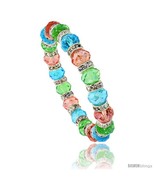7 in. Multi Color Faceted Glass Crystal Bracelet on Elastic Nylon Strand (  - £9.63 GBP