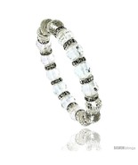 7 in. Faceted Glass Crystal Bracelet on Elastic Nylon Strand, 3/8 in. (1... - £9.63 GBP