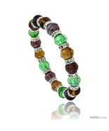 7 in Multi Color Faceted Glass Crystal Bracelet on Elastic Nylon Strand (  - £9.67 GBP