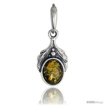 Sterling Silver Amber Stone Russian Baltic Amber Pendant -Style  - £140.66 GBP