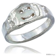 Size 1.5 - Sterling Silver Smiley Face Baby Ring / Kid&#39;s Ring / Toe Ring  - £10.32 GBP