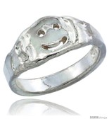 Size 1.5 - Sterling Silver Smiley Face Baby Ring / Kid&#39;s Ring / Toe Ring  - £10.20 GBP