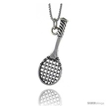 Sterling silver tennis racket pendant in mm long  thumb200