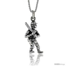 Sterling silver baseball player pendant 1 in 26 mm long  thumb200