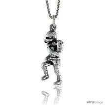 Sterling Silver Football Player Pendant, 1 1/8 in. (28 mm)  - £39.59 GBP
