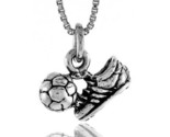 Sterling silver soccer shoe and ball pendant 9 16 in 15 mm long  thumb155 crop