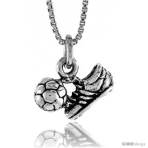 Sterling silver soccer shoe and ball pendant 9 16 in 15 mm long  thumb200