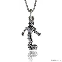 Sterling silver soccer player pendant 7 8 in 22 mm long  thumb200