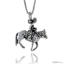 Sterling Silver Horse &amp; Rider Pendant, 7/8 in. (22 mm)  - £27.77 GBP