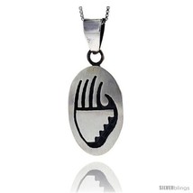 Sterling Silver Oval Bear Claw Pendant 1 1/8 in  - £36.06 GBP