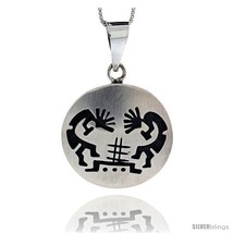 Sterling silver round kokopelli pendant 30x31 mm thumb200