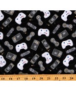 Cotton Video Game Controllers Technology Cotton Fabric Print by the Yard... - $241.95 MXN