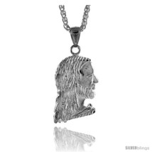 Sterling Silver Jesus Face Pendant, 1 7/16in  (37 mm)  - £39.18 GBP