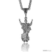 Sterling Silver Small Jesus Pendant, 1 5/16in  (33 mm)  - £26.51 GBP