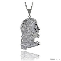 Sterling silver jesus face pendant 3 1 8 83 mm tall thumb200