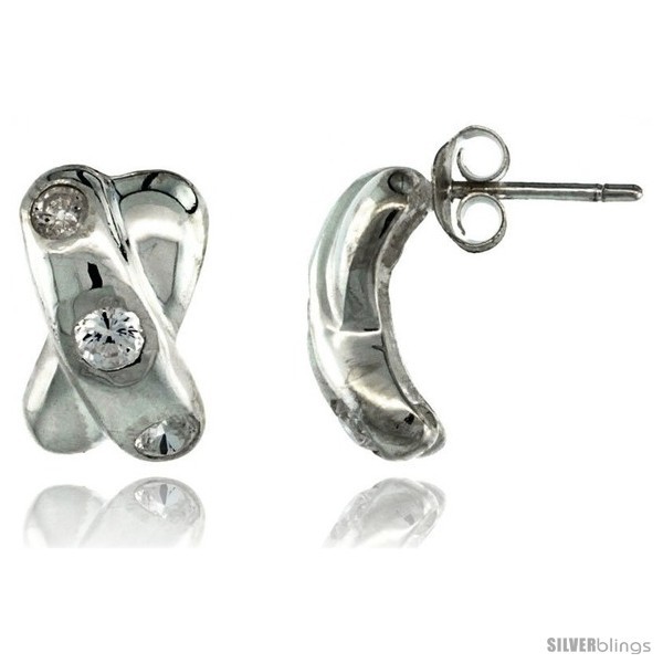Sterling Silver Crisscross Fancy CZ Earrings 9/16 in. (14.5 mm)  - $35.94
