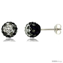 Sterling Silver Crystal Disco Ball Stud Earrings (8mm Round), Clear &  - $17.65