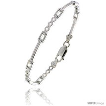 Length 7 - Sterling Silver Italian Binario ( BAR ) Bracelet 7in  and 8in  -Style - £31.90 GBP