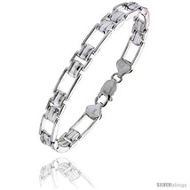 Length 9 - Sterling Silver Cut Out Binario Bar Bracelet), 9/32 in. (7.5 mm)  - £112.80 GBP