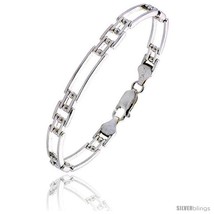 Length 7 - Sterling Silver Italian Binario ( BAR ) Bracelet 7in  and 8in  -Style - £38.59 GBP