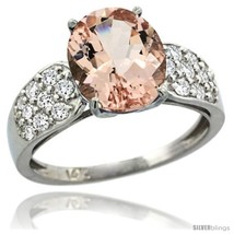  natural morganite ring 10x8 mm oval shape diamond accent 3 8inch wide style r289771w13 thumb200