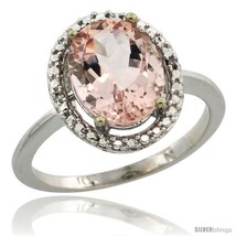 Size 9 - 10k White Gold Diamond Morganite Ring 2.4 ct Oval Stone 10x8 mm, 1/2  - $774.96