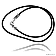 Length 18 - 2mm Rubber cord necklace with sterling silver Crimp Type  - £10.10 GBP