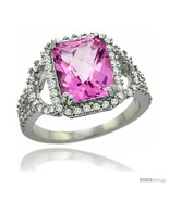 Size 6.5 - 14k White Gold Natural Pink Topaz Ring 10x8 mm Emerald Shape ... - £1,141.14 GBP