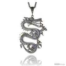 Sterling Silver Dragon Pendant, 2 1/4in  (57 mm)  - £83.17 GBP