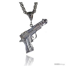 Sterling Silver Small Colt 45 Pistol Pendant, 1 1/2in  (38 mm)  - £25.59 GBP