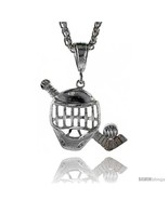 Sterling Silver Hockey Pendant, 1 1/16in  (27 mm)  - £33.64 GBP