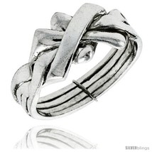 Size 6 - Sterling Silver 4-Piece Woven Braided Design Puzzle Ring Band, 7/16  - £50.83 GBP