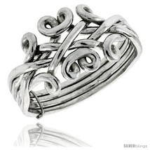 Size 9 - Sterling Silver 4-Piece Celtic Loop Design Puzzle Ring Band, 1/... - £51.64 GBP