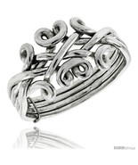 Size 10 - Sterling Silver 4-Piece Celtic Loop Design Puzzle Ring Band, 1... - £51.87 GBP