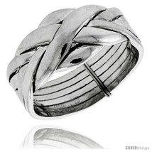 Size 5 - Sterling Silver 6-Piece Love Knot Braided Design Puzzle Ring Ba... - £56.59 GBP