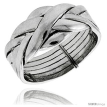 Sterling silver 6 piece love knot braided design puzzle ring band 7 16 in 11 mm wide thumb200