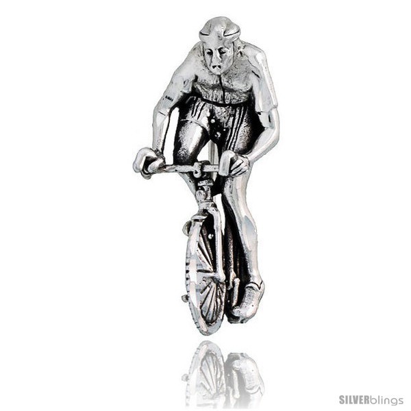 Sterling Silver Bicyclist Brooch Pin, 1 1/4in  (32 mm)  - $34.12