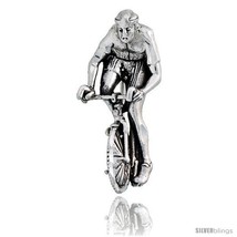 Sterling Silver Bicyclist Brooch Pin, 1 1/4in  (32 mm)  - £27.40 GBP