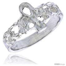 Size 4.5 - Sterling Silver Ankh Cross Baby Ring / Kid&#39;s Ring / Toe Ring  - £8.28 GBP