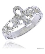 Size 4.5 - Sterling Silver Ankh Cross Baby Ring / Kid&#39;s Ring / Toe Ring  - £8.34 GBP
