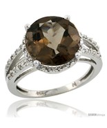 Size 5 - 10k White Gold Diamond Smoky Topaz Ring 5.25 ct Round Shape 11 ... - £457.49 GBP