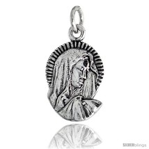 Sterling Silver Blessed Virgin Mary Pendant, 3/4in  (19 mm)  - £44.94 GBP
