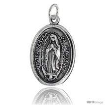 Sterling Silver Nuestra Senora de Guadalupe / St. Juan Diego Oval-shaped Medal  - £30.32 GBP