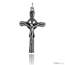 Sterling Silver Crucified Jesus Celtic Cross Pendant, 1 9/16in  (40 mm)  - £24.37 GBP