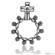 Sterling Silver Knotted Beads Single Decade / One Mystery Ring Rosary, 1 11/16in - £52.55 GBP