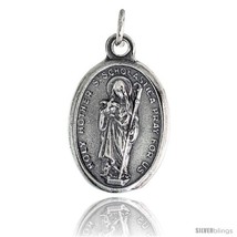 Sterling Silver St. Scholastica The Virgin Oval-shaped Medal Pendant, 7/8in  (23 - £29.40 GBP
